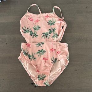 Old Navy Pink Flamingo and Palm Kids One Piece size 10/12